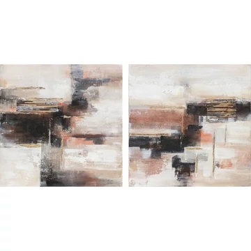 Kép absztrakt vászon, fenyő, kézzelfestett 90x2,4x90 cm színes 2 féle
