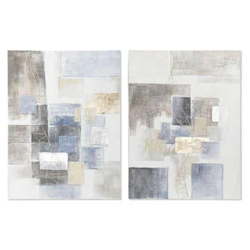 Kép absztrakt vászon, fenyő, kézzelfestett 90x3,5x120 cm kék, szürke 2 féle