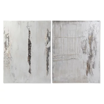 Kép absztrakt vászon, fenyő, kézzelfestett 90x3,7x120 cm fehér, szürke 2 féle
