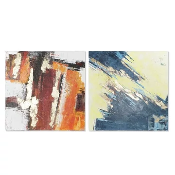 Kép absztrakt vászon, fenyő, kézzelfestett 99,5x3,5x99,5 cm piros, kék 2 féle