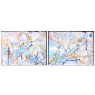 Kép absztrakt vászon, hungarocell 122x4,5x92 cm kék, arany 2 féle