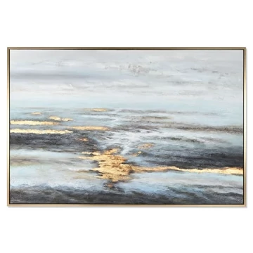 Kép absztrakt vászon, hungarocell 187x3,8x126 cm kék, arany