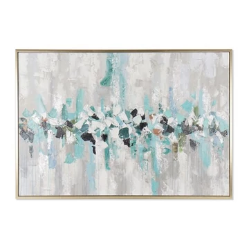 Kép absztrakt vászon, hungarocell, kézzelfestett 156x3,8x105,5 cm türkizkék, szürke