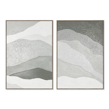 Kép absztrakt vászon, hungarocell, kézzelfestett 83x4,5x123 cm menta, fehér 2 féle