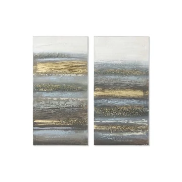 Kép absztrakt vászon, mdf 30x2,5x60 cm kék, arany 2 féle
