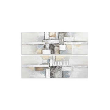 Kép absztrakt vászon, mdf 40x3x120 cm szürke, fehér 2 féle
