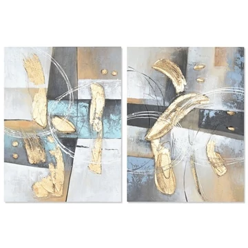 Kép absztrakt vászon, mdf 60x2,8x80 cm kék, arany 2 féle