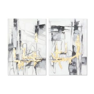 Kép absztrakt vászon, mdf 60x3x90 cm fehér, fekete 2 féle