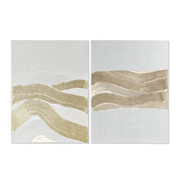 Kép absztrakt vászon, mdf 76x2,5x101,6 cm fehér, arany 2 féle