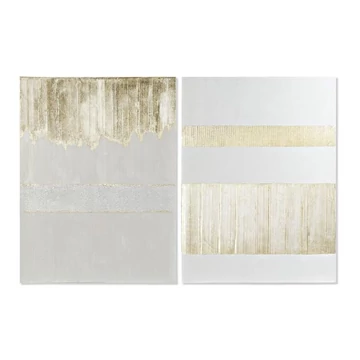 Kép absztrakt vászon, mdf 90x20x120 cm fehér, arany 2 féle
