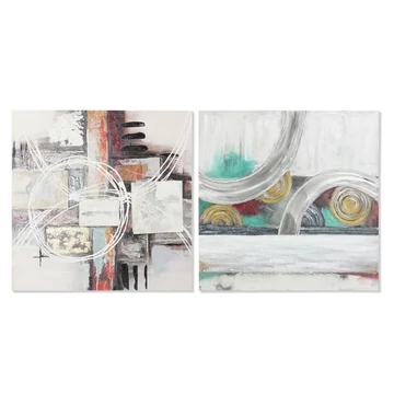Kép absztrakt vászon, mdf, kézzelfestett 80x2,8x80 cm színes 2 féle