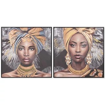 Kép afrikai vászon, hungarocell 80x3,5x80 cm fekete, arany 2 féle