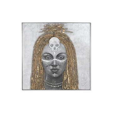 Kép afrikai vászon, hungarocell, lucfenyő, kézzelfestett 120x4,5x120 cm arany, ezüst