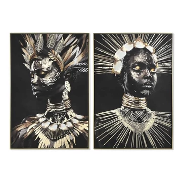 Kép afrikai vászon, hungarocell, lucfenyő, kézzelfestett 80x3,5x120 cm fekete, arany 2 féle
