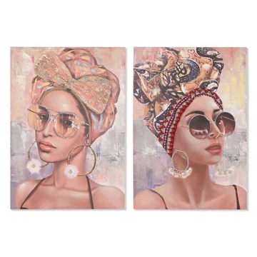Kép afrikai vászon, mdf 70x3x100 cm bézs, színes 2 féle