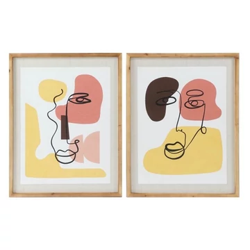 Kép arc absztrakt üveg, mdf 55x2x70 cm sárga, gesztenye 2 féle