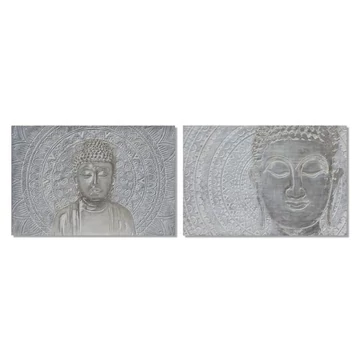 Kép Buddha vászon, fenyő, kézzelfestett 120x2,8x80 cm szürke 2 féle