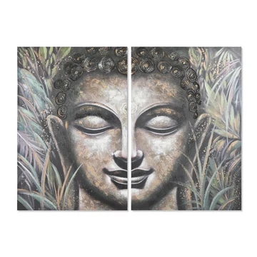 Kép Buddha vászon, mdf 160x3x120 cm zöld, szürke S/2