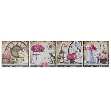 Kép csendélet vászon, mdf 40x1,8x40 cm bézs, pink 4 féle