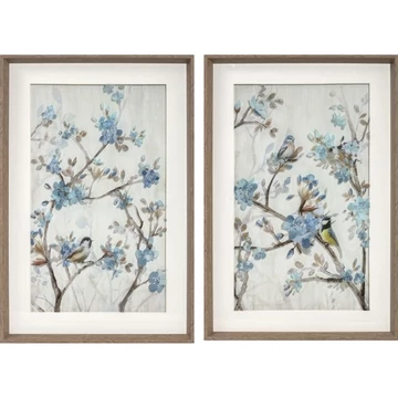 Kép csokor keretes mdf, üveg 40x3,7x60 cm kék, fehér 2 féle