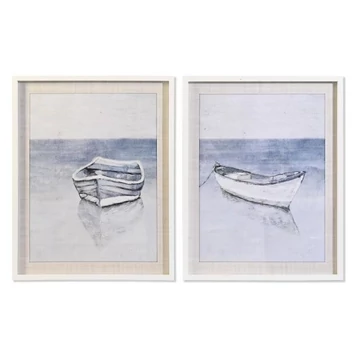Kép csónak üveg, nyírfa 55x2,5x70 cm fehér, égkék 2 féle