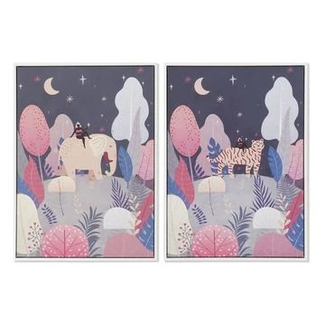 Kép fák este hungarocell 53x4,3x73 cm kék, pink 2 féle