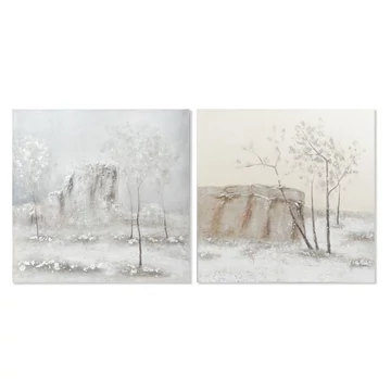 Kép fák vászon, fenyő, kézzelfestett 100x3,8x100 cm színes 2 féle