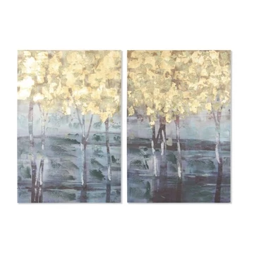 Kép fák vászon, mdf 60x3x90 cm kék, arany 2 féle