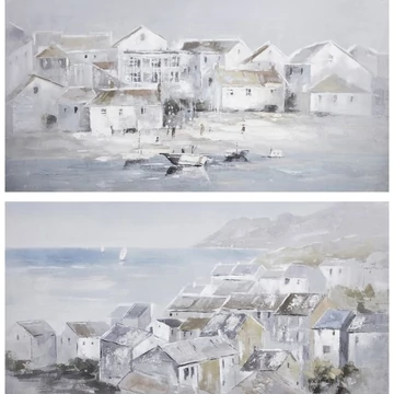 Kép falu vászon, fenyő 140x3,5x70 cm színes 2 féle