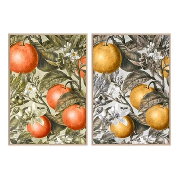 Kép gyümölcs keretes hungarocell, vászon 53x4,5x73 cm narancssárga, sárga 2 féle