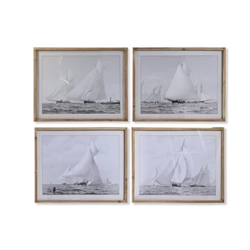 Kép hajó üveg, lucfenyő 70x2x55 cm világosszürke, fehér 4 féle