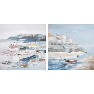 Kép hajók vászon, fenyő 100x3,5x100 cm színes 2 féle