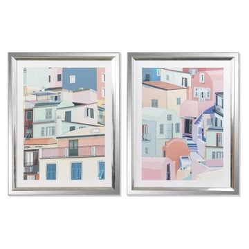 Kép házak keretes hungarocell, műanyag 69x3x89 cm színes 2 féle