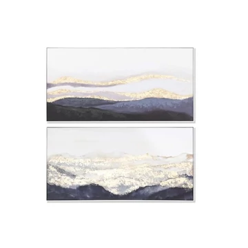 Kép hegyek vászon, fenyő 120x4,5x60 cm fekete, arany 2 féle