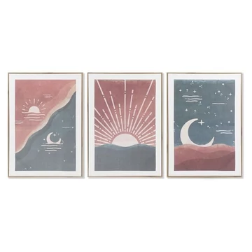 Kép hold nap vászon, mdf 50x3x70 cm türkizkék, gesztenye 3 féle