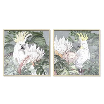 Kép kakadu vászon, hungarocell 100x4x100 cm zöld, fehér 2 féle
