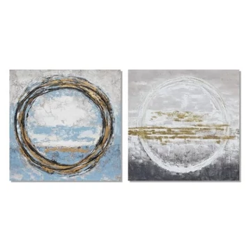 Kép kerek vászon, mdf, kézzelfestett 100x2,8x100 cm szürke, kék 2 féle