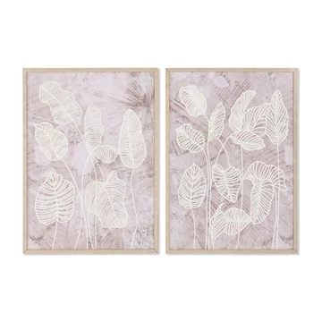 Kép leveles 3D vászon, műanyag 50x2,5x70 cm sötét rózsaszín, fehér 2 féle