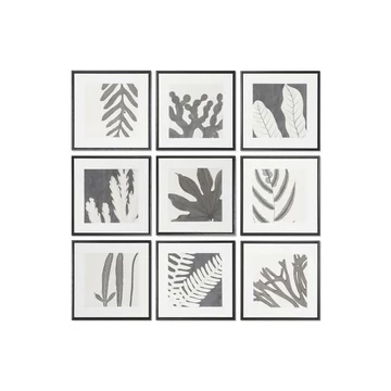 Kép leveles keretes hungarocell, vászon 40x4x40 cm fekete, fehér 9 féle