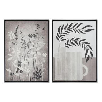 Kép leveles keretes hungarocell, vászon 53x4,5x73 cm fehér, fekete 2 féle