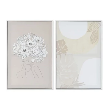 Kép leveles vászon, mdf 40x3x60 cm szürke, bézs 2 féle