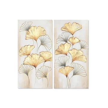 Kép leveles vászon, mdf 50x3x100 cm arany, fehér 2 féle