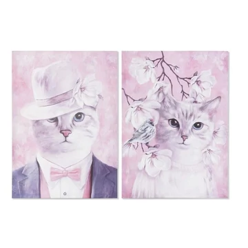 Kép macska vászon, fenyő 50x1,8x70 cm pink, lila 2 féle