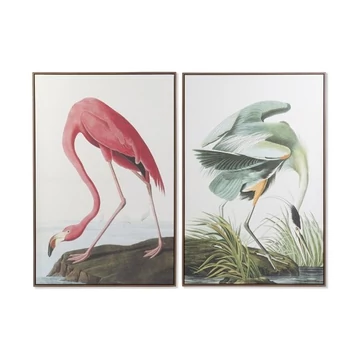 Kép madár keretes hungarocell, vászon 80x4x120 cm zöld, pink 2 féle