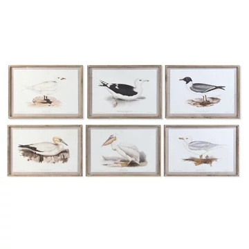 Kép madarak üveg, lucfenyő 70x2,5x50 cm bézs 6 féle