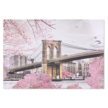 Kép New York glitteres vászon, metál 150x3x100 cm pink, szürke