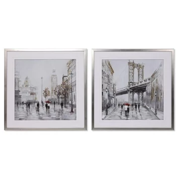 Kép New York London vászon, hungarocell 63x3x63 cm szürke, bézs 2 féle