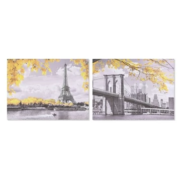 Kép New York vászon, metál 80x2,5x60 cm sárga, szürke 2 féle