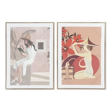 Kép nő vászon, mdf 50x3x70 cm gesztenye, színes 2 féle