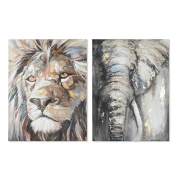 Kép oroszlán vászon, fenyő 90x3,7x120 cm bézs, fekete 2 féle